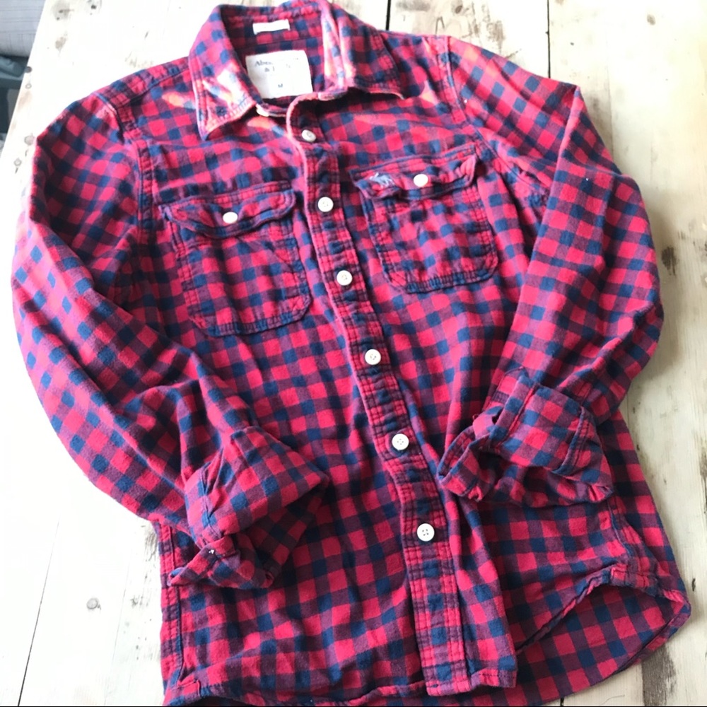 Abercrombie Red & Blue Plaid Flannel Medium
